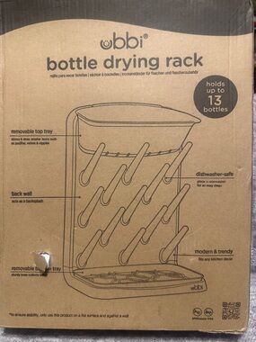 Ubbi Bottle Drying Rack in White - Holds up to 13 Bottles